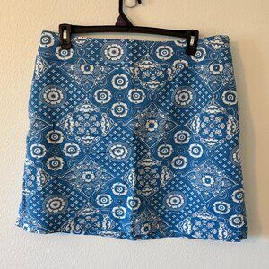 Talbots 16W Stretch Pencil Skirt Blue White Career Plus Size